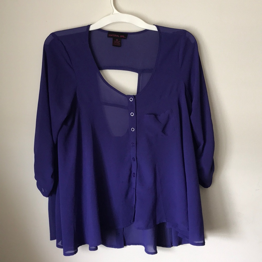 Purple blouse open back